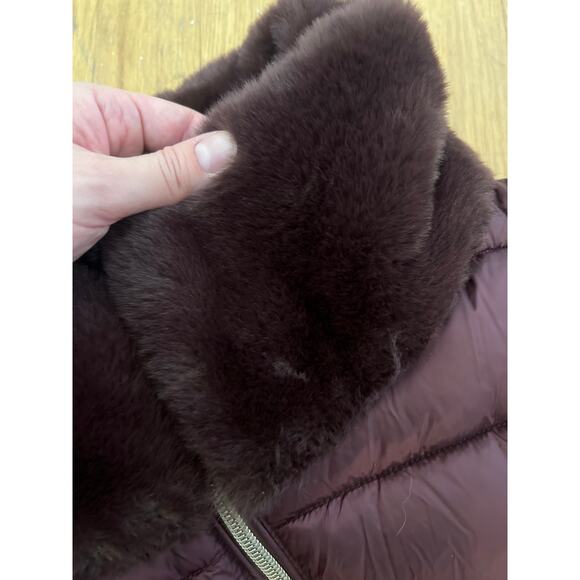 new Save the Duck Sz S Purple Burgundy Mei Faux Fur Collar Puffer Jacket coat - Picture 6 of 6